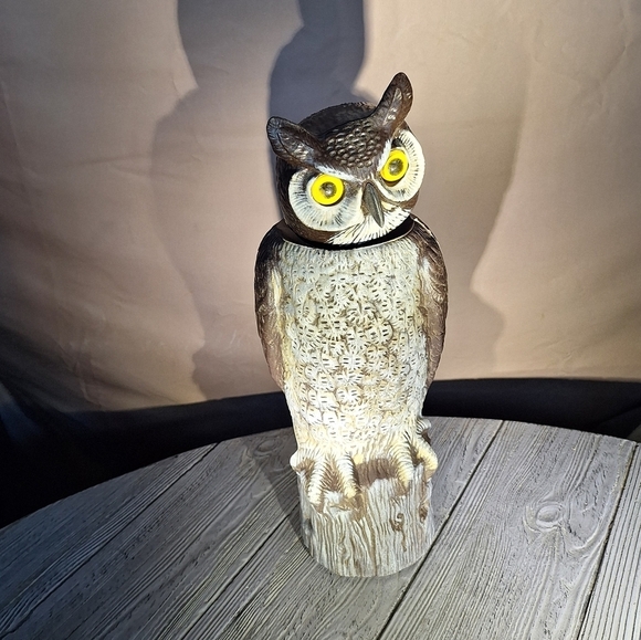Owl Decoy Scarecrow Plastic Bobble Head Cream and Brown Dalen Products - Picture 3 of 11